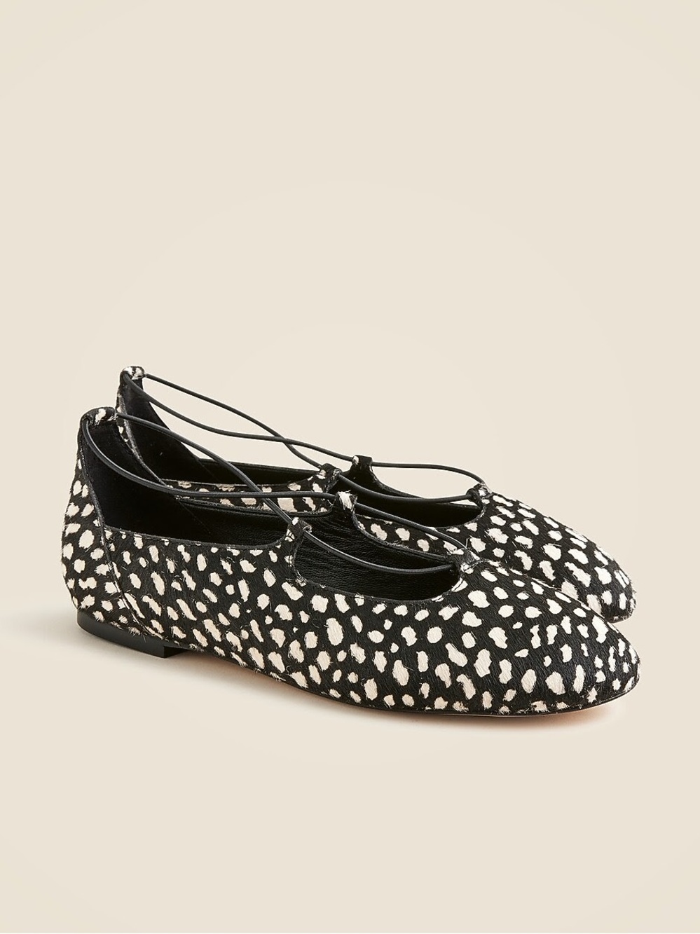 J. Crew Strappy Ballet Flats in Printed Calf Hair